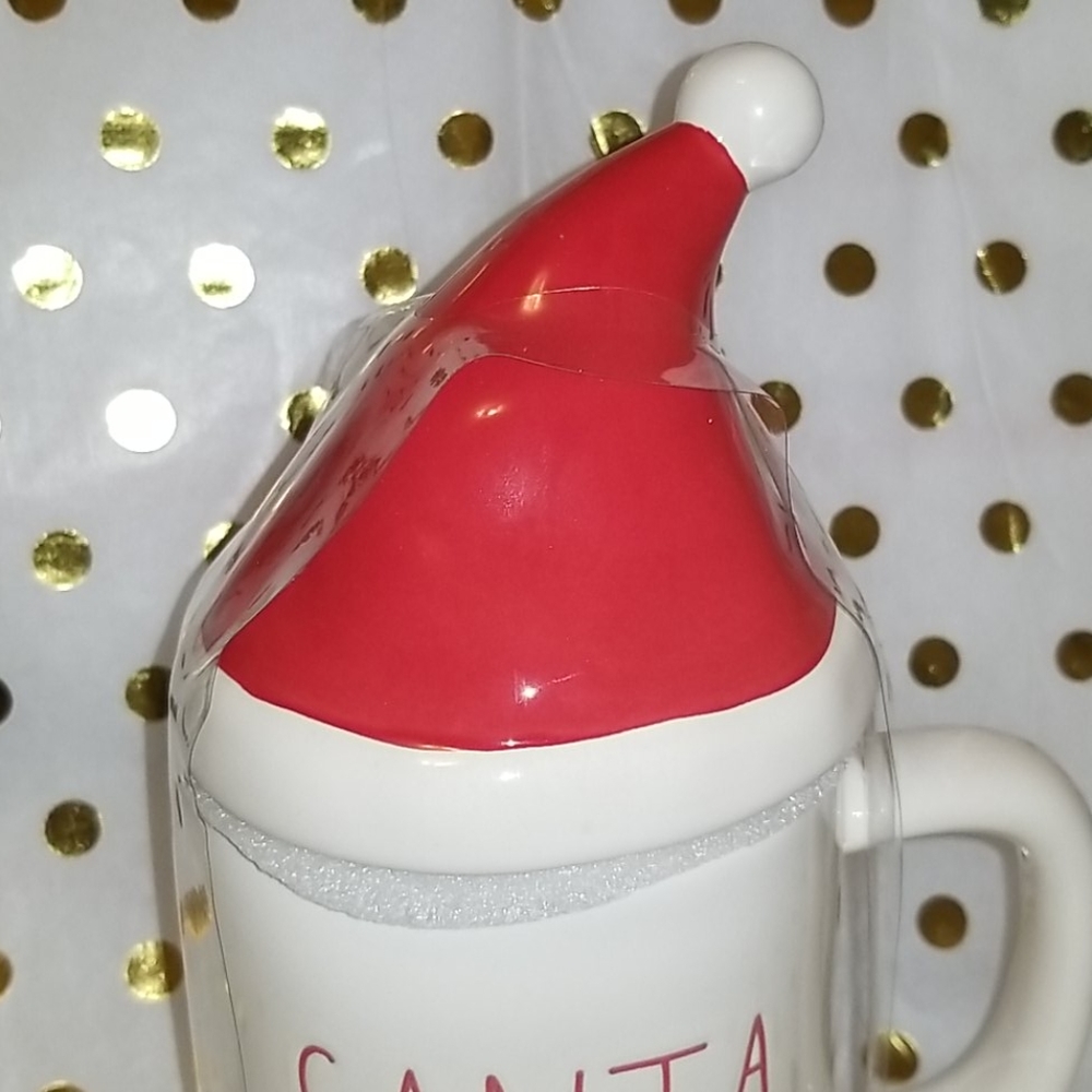NEW Rae Dunn SANTA coffee mug w santa hat topper - Picture 3 of 4